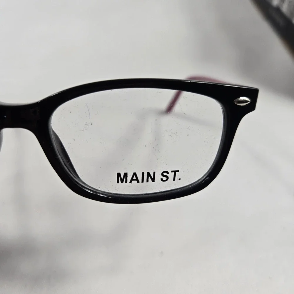 Main St. Eyeglasses Frames Black‎ Purple Italian Design MA37 50-18-140 New